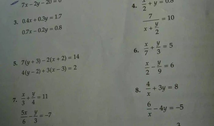 7y elimination solve 10x 5x