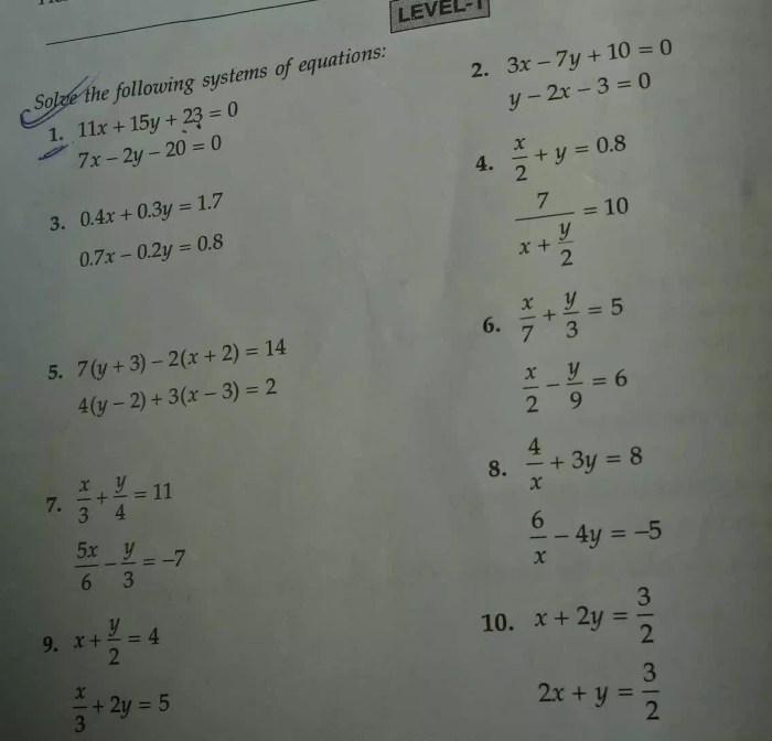 7y elimination solve 10x 5x