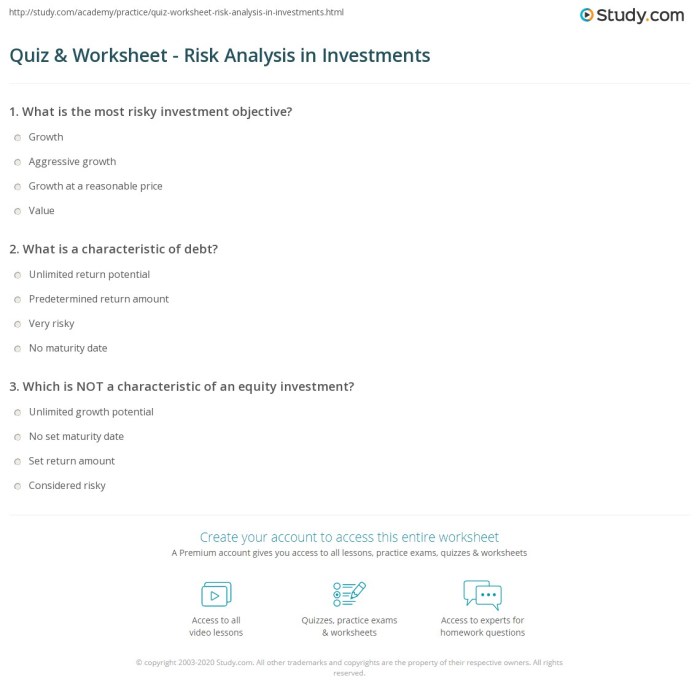 Identifying financial risk worksheet answers